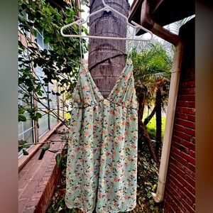 Low cut, tie back, floral drop waist dress!